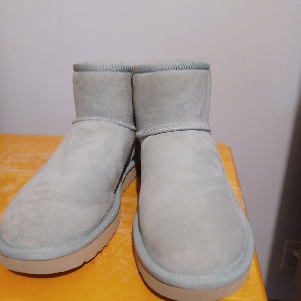 UGG Light Gray Suede Short Shearling Boots